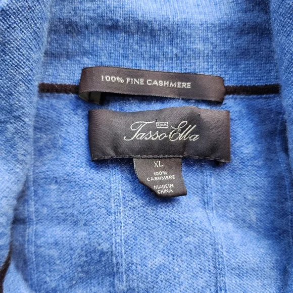 EUC Tasso Elba Men's Blue Cashmere Sweater - Size XL - Picture 2 of 5